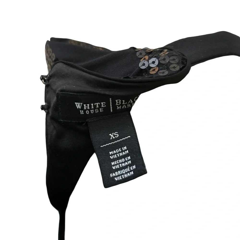 White House Black Market Womens Sequin Size XS Halter Black Top - Picture 5 of 7